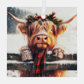 Highland Cow Winter Glass Ornament (Achterkant)