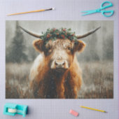 Highland Cow With Christmas Wreath Crown Tissuepapier (Craft)