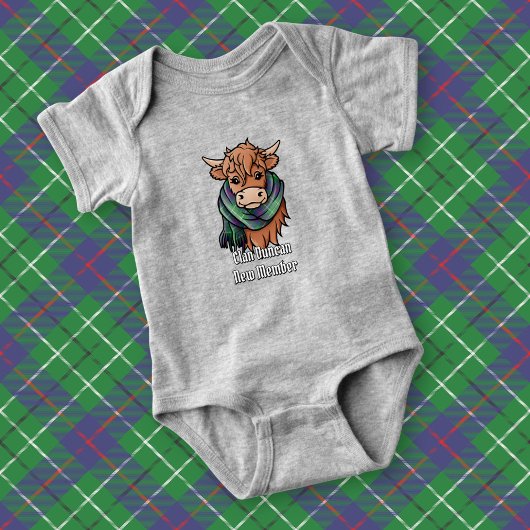 Highland Cow with Duncan Tartan Scarf Romper