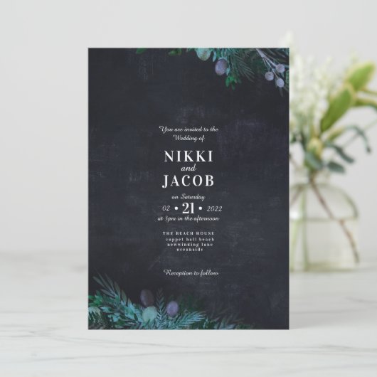 Highland Dark bruiloft uitnodiging eenvoudig (Staand voorkant)