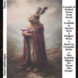 Highland Hare, Red Tartan Cloak EG8L Decoupage Tissuepapier