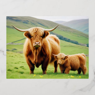 Highland Koe Animal Natuur Wildlife Affection Lief Folie Feestdagen Briefkaart