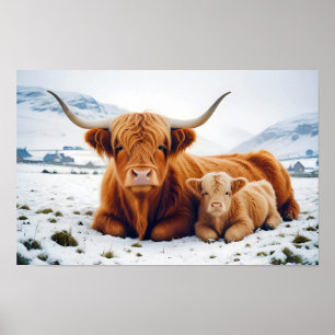 Highland Koe Animal Natuur Wildlife Affection Lief Poster