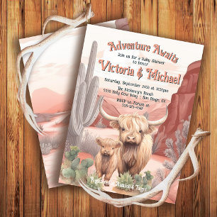 Highland Koe Baby en Mama Baby shower Desert Kaart