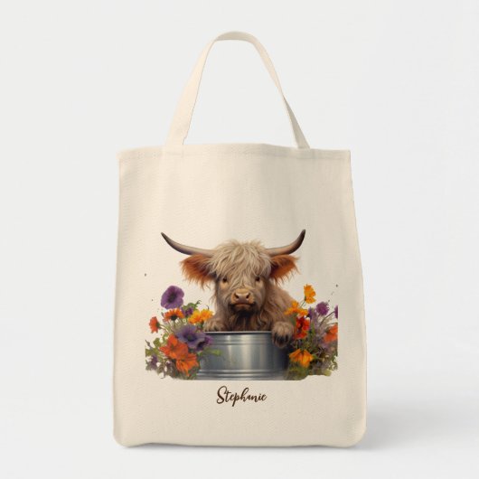 Highland Koe Baby Gepersonaliseerd Tote Bag (Voorkant)