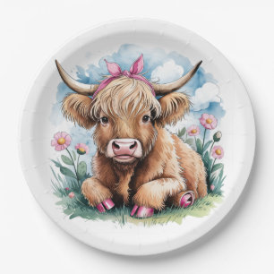 Highland Koe Baby shower Bliss Papieren Bordje