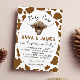 Highland Koe Baby shower Invitation Kaart