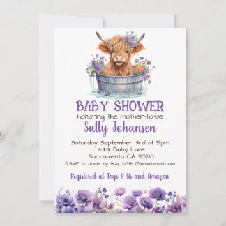 Highland Koe Baby shower Kaart