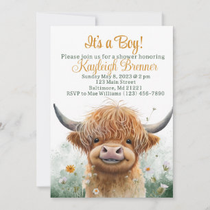 Highland koe baby shower kaart