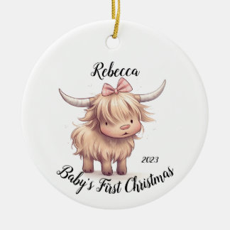Highland Koe Baby's Eerste Kerstmis Ornament