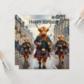 Highland Koe Bagpipe Band, Verjaardag Kaart (Voorkant / Achterkant in situ)