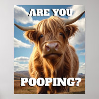 Highland Koe Bent u Pooping Funny Toilet Badkamer