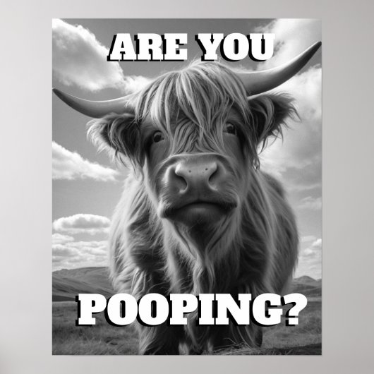 Highland Koe Bent u Pooping Toilet Potty Humor Poster (Voorkant)