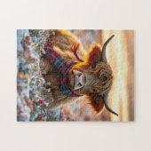 Highland Koe bij zonsondergang Legpuzzel (Horizontaal)