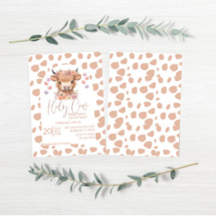 Highland Koe bloemenboho baby shower uitnodiging