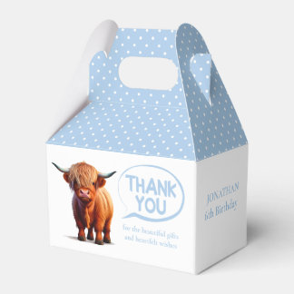 Highland Koe Blue Boy Favor Box Bedankdoosjes