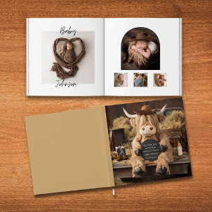 Highland koe boerderij Thema baby Fotoboek Keepsak Gastenboek