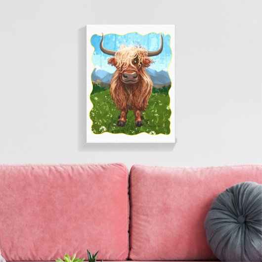 Highland Koe Cadeaus & Accessoires Canvas Afdruk (Insitu (Woonkamer))