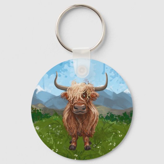 Highland Koe Cadeaus & Accessoires Sleutelhanger (Voorkant)