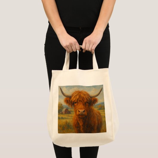 Highland Koe Canvas tas (voor en achter Uitzicht) (Voorkant (product))