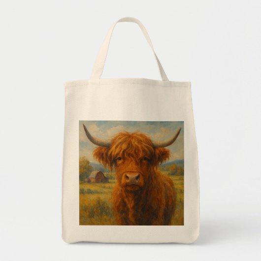 Highland Koe Canvas tas (voor en achter Uitzicht) (Voorkant)