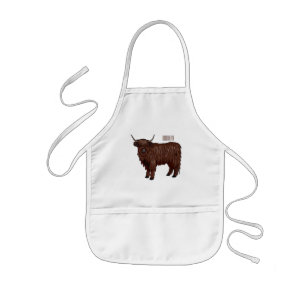 Highland koe cartoon illustratie kinder schort