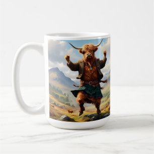 Highland Koe danst de Highland Fling, Koffiemok