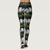 Highland Koe Dimensional Art, zwart Leggings (Achterkant)