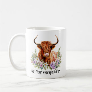 Highland Koe en Flowers Funny Heifer Waterverf Koffiemok