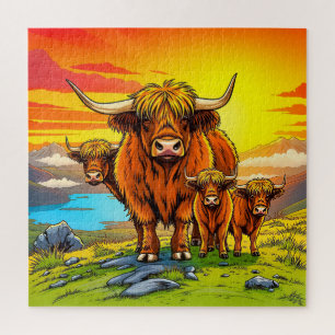 Highland koe Family Legpuzzel