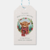 Highland Koe Feestelijk Boerderij Dier Vrolijk Ker Cadeaulabel (Voorkant)