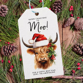 Highland Koe Feestelijk Boerderij Vrolijk kerstfee Cadeaulabel