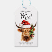 Highland Koe Feestelijk Boerderij Vrolijk kerstfee Cadeaulabel (Voorkant)