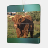 Highland Koe Foto Keramisch Ornament (Links)