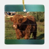 Highland Koe Foto Keramisch Ornament (Voorkant)
