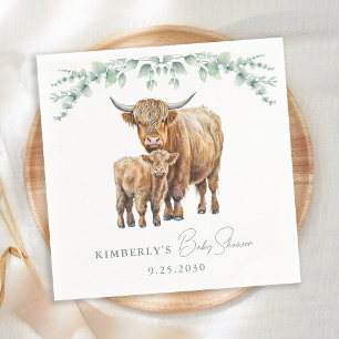 Highland Koe Greenery Boho Boerderij Animal Baby s Servet
