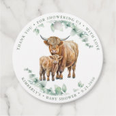 Highland Koe Greenery Farm Animals Baby shower Bedankjes Labels (Voorkant)