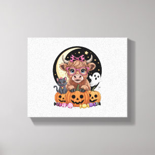 Highland Koe Halloween Spooky Seizoen Canvas Afdruk