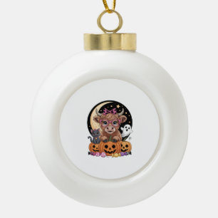 Highland Koe Halloween Spooky Seizoen Keramische Bal Ornament
