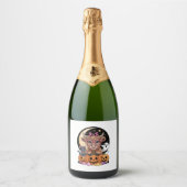 Highland Koe Halloween Spooky Seizoen Sparkling Wijnetiket (Voorkant)