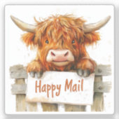 Highland Koe, Happy Mail, Sticker (Voorkant)