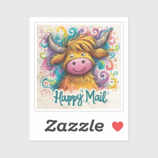 Highland Koe, Happy Mail, Sticker (Vel)