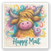 Highland Koe, Happy Mail, Sticker (Voorkant)