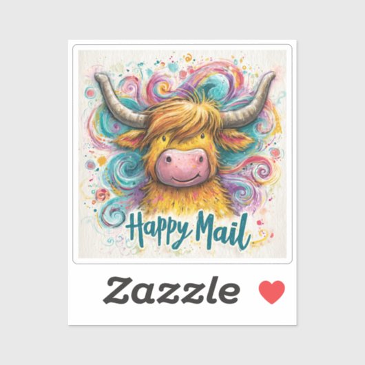 Highland Koe, Happy Mail, Sticker (Vel)