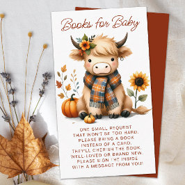 Highland Koe Herfst Kalf Boeken voor Baby shower Informatiekaartje
