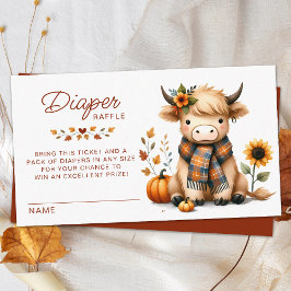 Highland Koe Herfst Schattige Baby shower Luier Ra Informatiekaartje