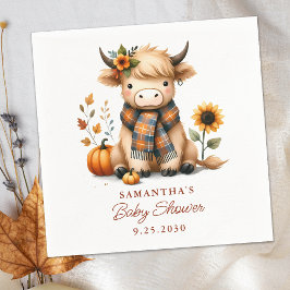 Highland Koe Herfst Schattige Kalf Baby shower Servet