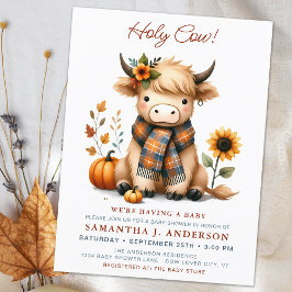 Highland Koe Herfst Schattige Kalf Baby shower Uitnodiging Briefkaart