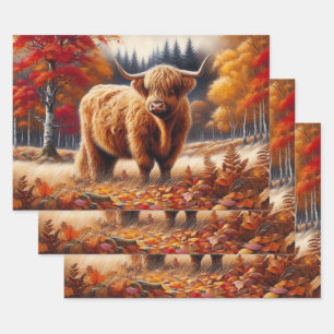 Highland Koe herfst Waterverf Inpakpapier Vel