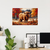Highland Koe herfst Waterverf Poster (Thuiskantoor)